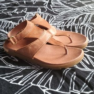 Sorel Torpeda Brown Leather T Strap Sandals